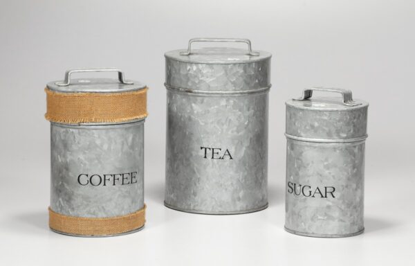 Set of 3 Galvanized Canister